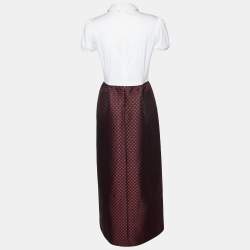 RED Valentino Off White Cotton Knit & Red Love Jacquard Maxi Dress S