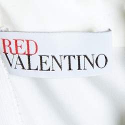 RED Valentino Off White Cotton Knit & Red Love Jacquard Maxi Dress S