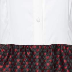 RED Valentino Off White Cotton Knit & Red Love Jacquard Maxi Dress S