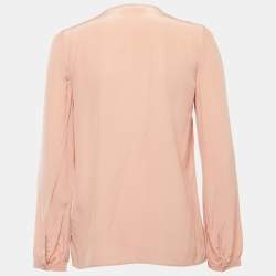 Pre Owned RED Valentino Dusty Pink Silk Neck Tie Detail Long Sleeve Blouse M