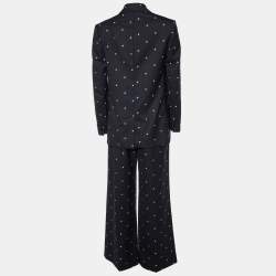 Pre Owned RED Valentino Black Star Jacquard Wool Suit S