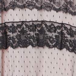 Pre Owned RED Valentino Black Tulle Lace & Pink Lined Mini Dress M