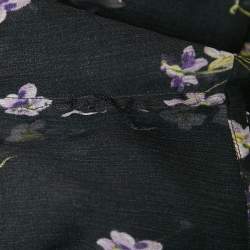 Pre Owned RED Valentino Black Floral Print Chiffon Neck Tie Detail Shirt Blouse S