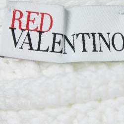 RED Valentino White Crochet Knit Flutter Sleeve Crop Top XS