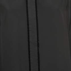 Pre Owned RED Valentino Black Crepe Velvet Trimmed Collared Top XL