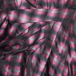 Pre Owned RED Valentino Pink Checkered Satin Draped Strapless Mini Dress L