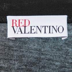 Pre Owned RED Valentino Black Cotton And Mesh Hem Detailed T-Shirt Dress L
