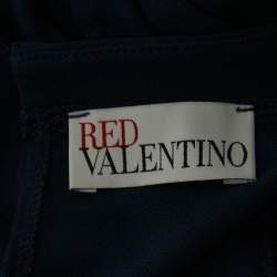 Pre Owned RED Valentino Dark Blue Jersey Lace Trimmed Short Dress L