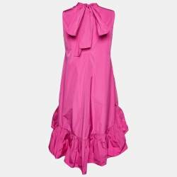 Pre Owned RED Valentino Pink Taffeta Ruffle Hem Tie Detail Shift Dress M
