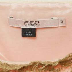 RED Valentino Vintage Pink Crepe Lace Trimmed Strapless Mini Dress M
