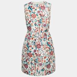Pre Owned Red Valentino Multicolor Floral Print Synthetic Sleeveless Mini Dress S