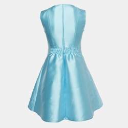RED Valentino Blue Silk Blend Sleeveless Mini Dress S