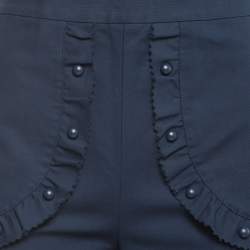 Pre Owned RED Valentino Navy Blue Cotton Frill Detail Culottes S