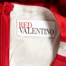 Pre Owned RED Valentino Red Taffeta Side Stripe Detail Mini Dress S