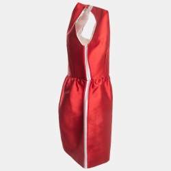 Pre Owned RED Valentino Red Taffeta Side Stripe Detail Mini Dress S