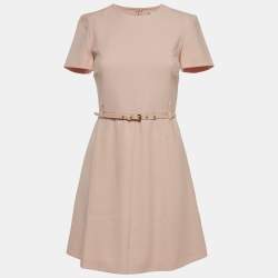 Pre Owned RED Valentino Pink Stretch Crepe Belted Sheath Mini Dress S