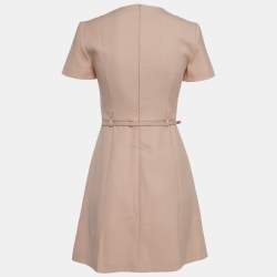 Pre Owned RED Valentino Pink Stretch Crepe Belted Sheath Mini Dress S