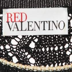 Pre Owned RED Valentino Black Perforated Knit Ruffled Dress S