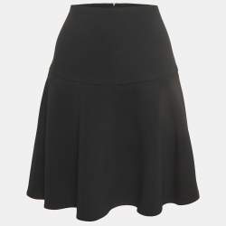 Pre Owned RED Valentino Black Crepe Flared Hem Mini Skirt M