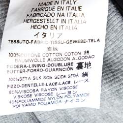 Pre Owned RED Valentino Grey Cotton Lace Trim Hooded Zip Up Jacket M