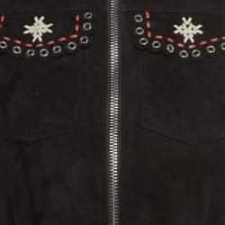 RED Valentino Black Suede Zip Front Crop Jacket S