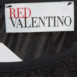RED Valentino Black Pleated Jersey Lace Trim Mini Dress XS