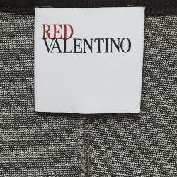 Pre Owned RED Valentino Grey Knit Lace Trim Belted Short Dress L