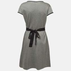 Pre Owned RED Valentino Grey Knit Lace Trim Belted Short Dress L