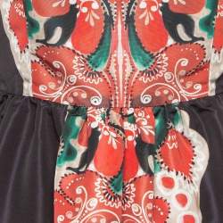 Pre Owned RED Valentino Black Print Synthetic Sleeveless Mini Dress M