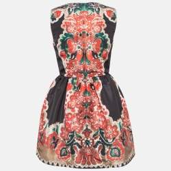 Pre Owned RED Valentino Black Print Synthetic Sleeveless Mini Dress M