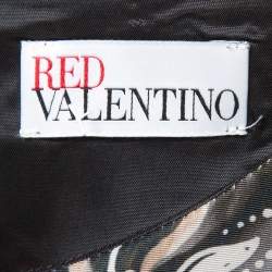 Pre Owned RED Valentino Black Print Synthetic Sleeveless Mini Dress M