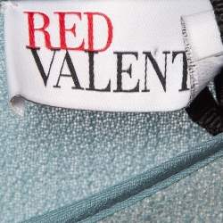 RED Valentino Blue Mesh Trim Crepe Ruffle Detail Mini Dress M