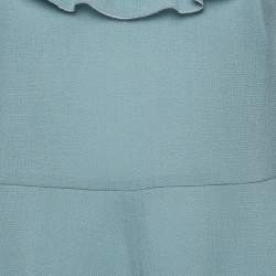 RED Valentino Blue Mesh Trim Crepe Ruffle Detail Mini Dress M
