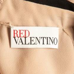 Pre Owned RED Valentino Pink Bow Neck Tie Crepe Flounce Mini Dress S