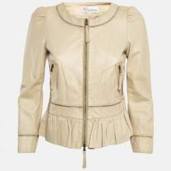RED Valentino Cream Peplum Leather Jacket S