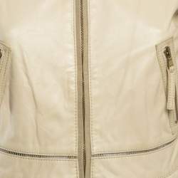 RED Valentino Cream Peplum Leather Jacket S
