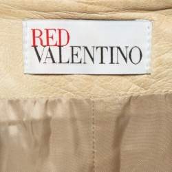 RED Valentino Cream Peplum Leather Jacket S