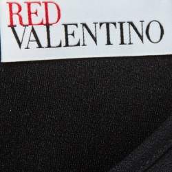 Pre Owned RED Valentino Black Sateen Ruffled Sleeveless Mini Dress L