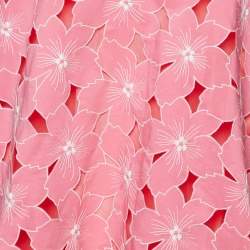 Pre Owned RED Valentino Pink Floral Embroidered Cut-Out Cotton Mini Dress M