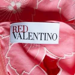 Pre Owned RED Valentino Pink Floral Embroidered Cut-Out Cotton Mini Dress M