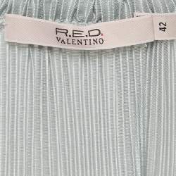 Pre Owned RED Valentino Metallic Crepe Plisse Short Dress M