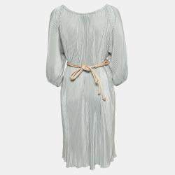 Pre Owned RED Valentino Metallic Crepe Plisse Short Dress M