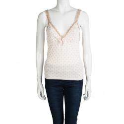 Red Valentino Baby Pink Knit Polka Dotted Top and Cropped Cardigan Set M