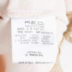 Red Valentino Baby Pink Knit Polka Dotted Top and Cropped Cardigan Set M