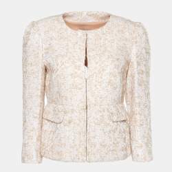 RED Valentino Pink Textured Wool Blend Peplum Jacket M