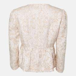 RED Valentino Pink Textured Wool Blend Peplum Jacket M