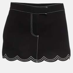 RED Valentino Black Crepe Scallop Skirt Effect Shorts M