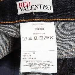 RED Valentino Dark Blue Denim Fringed Shorts S