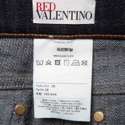 RED Valentino Dark Blue Denim Fringed Shorts S