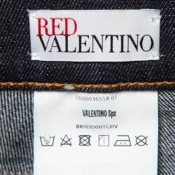 RED Valentino Dark Blue Denim Fringed Shorts S